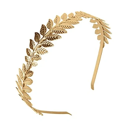 Abbildung von Römische Göttin Haarreif, XCOZU Damen Haarband Gold Kopfschmuck Braut, Mädchen Lorbeerkranz Haarschmuck Goldene Hochzeit Boho Blatt Haar Krone Accessories