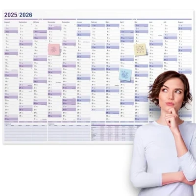 Abbildung von 1er Pack: Yohmoe® XXL Schuljahreskalender 2025/2026 Wand im Format 98x68 cm, gefalzt. Ideal als Jahresplaner 2025/26 oder Wandkalender 2025 2026