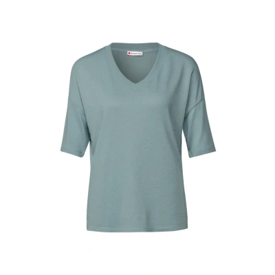 Abbildung von Street One LOOK Vneck Tshirt basic, Damen, Größe: 34, Blau