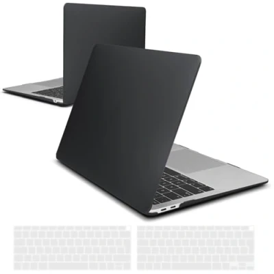 Abbildung von iNeseon Hülle Kompatibel mit MacBook Air 13 Zoll (A2337 M1 A2179 A1932) 2018 2021 Released, Plastik Case Cover Hartschale Schutzhülle + Tastaturschutz für Retina, Schwarz