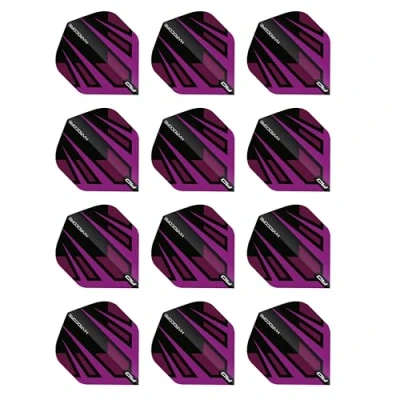Abbildung von RED DRAGON Hardcore Radical Lila und Schwarz Fan Dartflug 4 Set pro Packung (insgesamt 12 Dart Flights)