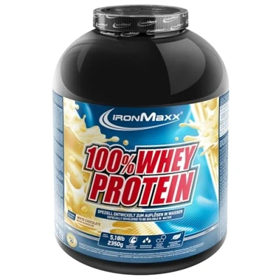 Abbildung von IronMaxx 100% Whey Protein Pulver Weiße Schokolade 2350g Dose zuckerreduziertes, wasserlösliches Eiweißpulver aus Molkenprotein viele verschiedene Geschmacksrichtungen
