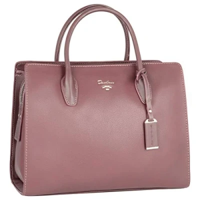 Abbildung von David Jones Damen Große Handtasche Henkeltasche Tote Shopper PU Leder Schultertasche Viele Fächer Multi Pocket Zip Umhängetasche Frau Elegante City Tasche Mode Arbeit Büro Rosa