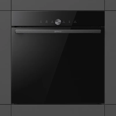 Abbildung von Gorenje OptiBake GO66E PIZZA350C Einbau Backofen / 77L PizzaPlus/Pizzamode 350C/PyroClean/Heißluft/AirFry/PerfectGrill/Kindersicherung/schwarz