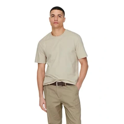 Abbildung von Only &amp; Sons Einfarbiges Tshirt basic, Herren, Größe: XS, Pelican