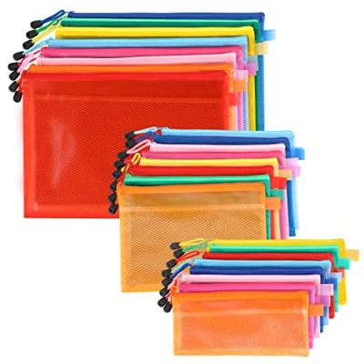 Abbildung von Belle Vous 24er Pack Kunststoff Zipper Beutel A4, A5 &amp; A6 Dokumententasche Reiseunterlagen mit Reißverschluss Wasserdichte für Reiseunterlagen, Kosmetik, Schule Büro