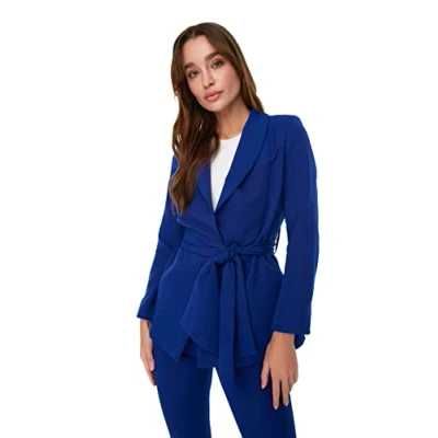 Abbildung von Trendyol Damen Dames regular standaard effen geweven blazer Coat, Indigoblau, 42 EU