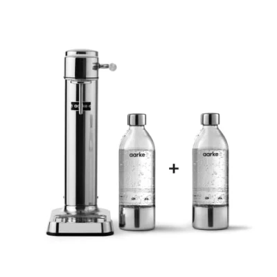Abbildung von Aarke Carbonator 3, Wassersprudler aus Edelstahl mit 2 x BPA frei Flaschen, Finish