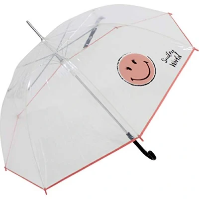 Abbildung von Smiley World Stockschirm Automatik Transparent Rosa