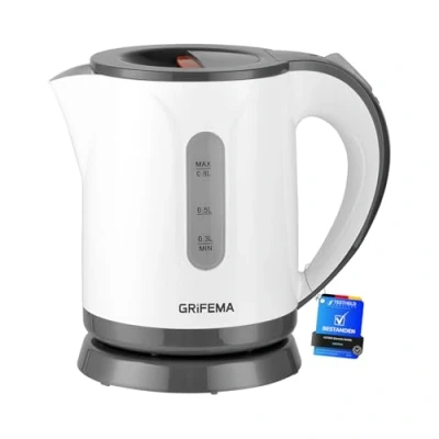 Abbildung von GRIFEMA Wasserkocher Klein, 0.8L, 1100W Teekocher Elektrisch mit Kalkfilter, Kettle Leise, Schnell, BPA Frei, Reisewasserkocher Automatische Abschaltung,Überhitzungsschutz,Weiß