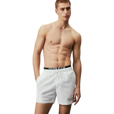 Abbildung von Calvin Klein Swimwear Medium Double Badeshorts, Herren, Größe: XL, Classic white