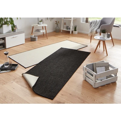 Abbildung von NORTHRUGS in und Outdoor Teppich Miami 80x250cm Wendeteppich Wetterfest Modernes Unifarben Design Läufer für Balkon Terrasse Garten Wintergarten Wohnzimmerteppich Wasserfest Schwarz Creme