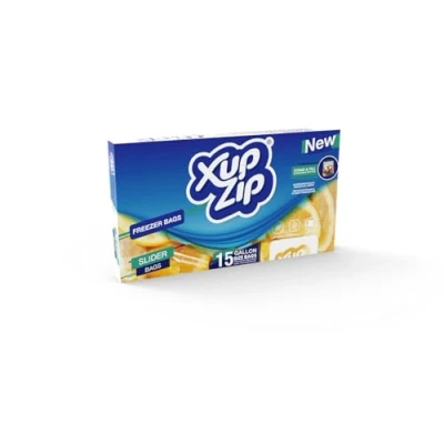 Abbildung von XupZip Premium Gefrier beutel zur Aufbewahrung von Lebensmittelnstrapazierfähiger Kunststoff Luftdichte und auslaufsichere Bambusdichtung BPAfrei (Gallonen / 4,55 l 20 Beutel)