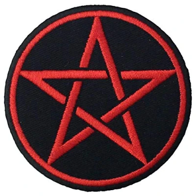 Abbildung von Goth heidnische Symbole Pentagramm Bestickter Aufnäher zum Aufbügeln/Annähen
