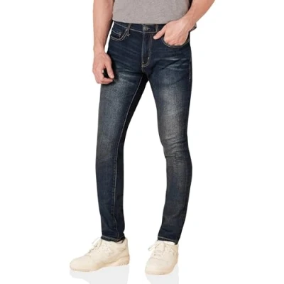 Abbildung von Amazon Essentials Herren Stretchjeans, Skinny Passform, Dunkle Waschung, 36W / 34L
