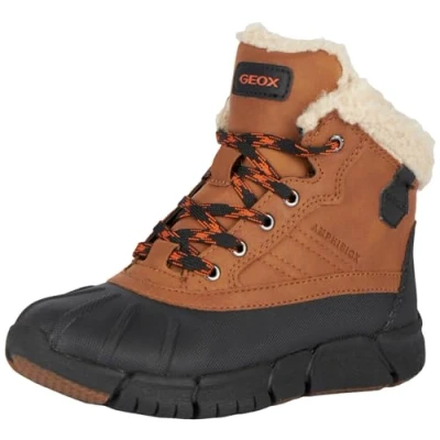 Abbildung von Geox J Flexyper BOY B ABX Schnürstiefelette für Kinder, Größe: 30, Cognac/black Schuhe