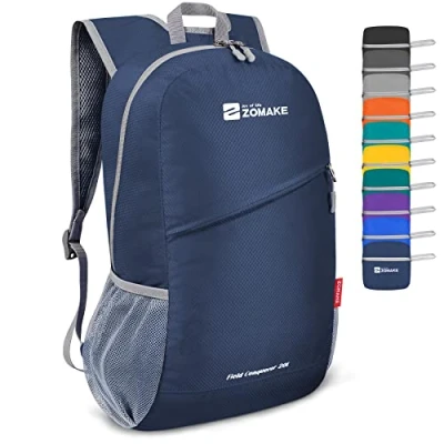 Abbildung von ZOMAKE Kleiner Faltbarer Rucksack 20L Ultraleicht Rucksäcke Wasserdicht Wanderrucksack Outdoor Wandern Packable Backpack für Damen Herren(Marineblau)