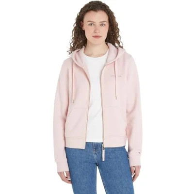 Abbildung von Tommy Hilfiger 1985 MINI ZIP Hoodie Sweatjacke, Damen, Größe: Large, Whimsy pink