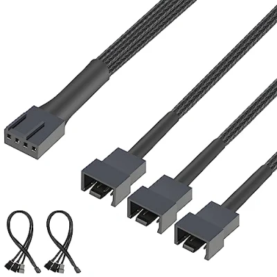 Abbildung von J&amp;D 4 Pin PWM Splitter Kabel, Lüfter Controller Kompatibel mit 3 Pin/4 PC Gehäuselüftern Motherboards Fan Splitter, 2er Pack, 30 cm