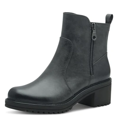 Abbildung von MARCO TOZZI Damen Stiefeletten mit Absatz Vegan Reißverschluss, Grau (Dk.Grey), 37 EU