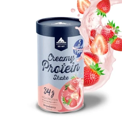 Abbildung von Multipower Creamy Protein Shake 420 g, hochwertiges Erdbeer Pulver mit Whey und Casein, für leckere Shakes zum Muskelaufbau
