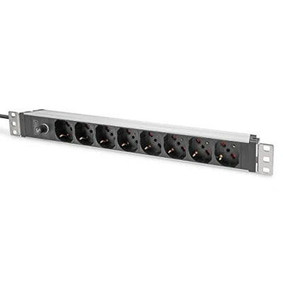 Abbildung von DIGITUS DN 95410 IT 19&quot; Steckdosenleiste 8 Abgriffe 1HE IEC C14 Eingang italienische Version Vorsicherung 250VAC 50/60Hz 10A 2500W Für 19 Zoll Netzwerk und Serverschränke
