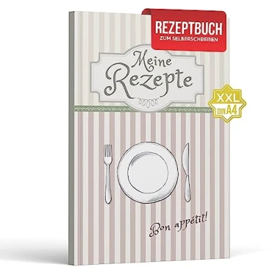 Abbildung von LifeDesign Rezeptbuch zum Selberschreiben A4 Meine Rezepte XXL Notizbuch Buch selbst schreiben, DIY Kochbuch Hardcover mit stabiler Fadenbindung, 112 Seiten, Register