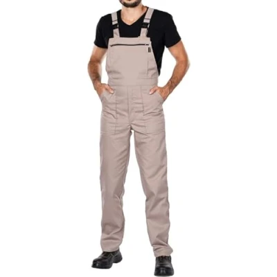 Abbildung von Mazalat Lange Latzhose mit Multifunktionstaschen Berufsbekleidung für Handwerker, Maurer, Dachdecker, Schreiner, Elektriker und viele andere Hohe Qualität Made in EU, Beige, XXL