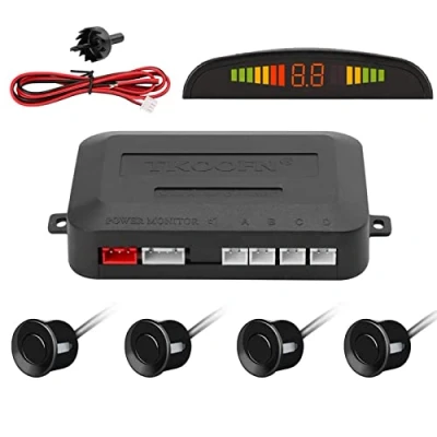Abbildung von Tkoofn KFZ Summer Einparkhilfe Rückfahrhilfe 4 hinten Sensoren Hinter mit LED Farb Display Auto Parken Sensor System Pieper Radar Kit Schwarz