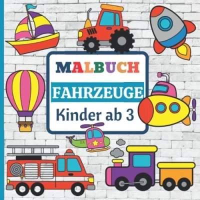 Abbildung von Malbuch Fahrzeuge Kinder ab 3 Jahren: Ausmalen, Kritzeln und Zeichnen 3, 4, 5 Jahre: Bagger, Traktor, Feuerwehr andere Autos Ausmalbuch Kritzelbuch Geschenk Jungen &amp; Mädchen