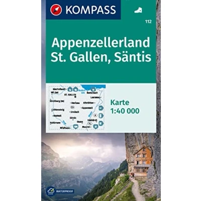 Abbildung von KOMPASS Wanderkarte 112 Appenzellerland, St. Gallen, Säntis 1:40.000: mit markierten Wanderwegen, Hütten, Radrouten