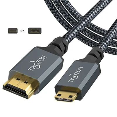 Abbildung von Twozoh Mini HDMI auf Kabel 1M, geflochtenes Kabel, unterstützt 3D, 4K/60Hz, 1080p, 720p