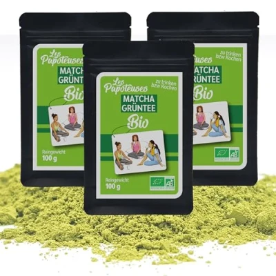 Abbildung von Les Papoteuses 3er Pack Bio Matcha Grüntee Pulver 100g 300G zertifiziert biologisch und fair trade Japanischer Tee aus China