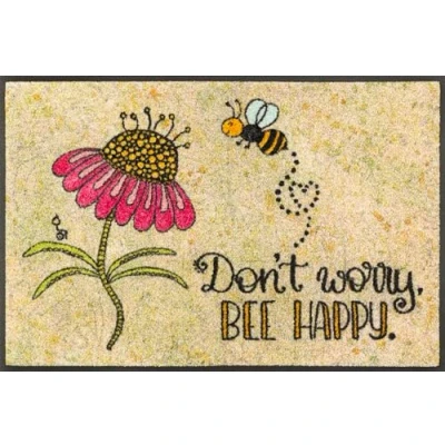 Abbildung von wash+dry Fußmatte, Bee Happy 50x75cm, innen und außen, waschbar, bunt