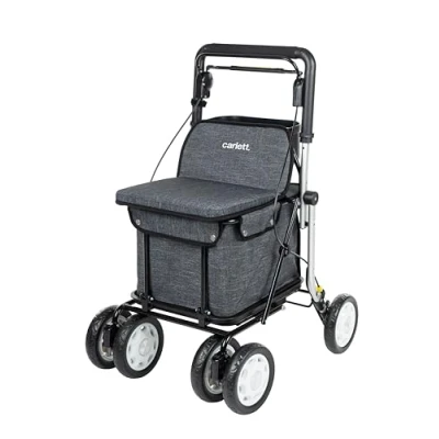 Abbildung von Carlett Comfort Assist Lett900P Einkaufstrolley 4 Rädriger Klappbarer Einkaufswagen Medizinprodukt der Klasse I Abnehmbare Tasche 36L/15kg Ablagefach Hellgraue Farbe