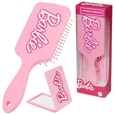 Abbildung von Barbie Haarbürste Damen, Teenager &amp; Kinder, Haar Bürste Klappspiegel Set Geschenke für Frauen
