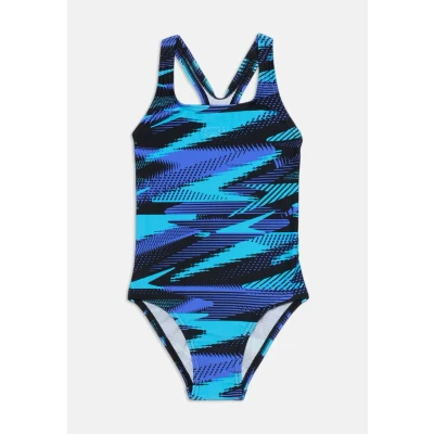 Abbildung von Speedo Hyperboom Allover Medalist Swimsuit Quick Drying Fitness Chlorine Resistant Badeanzug für Mädchen, Cobalt Pop, 7 Years 8
