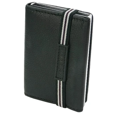 Abbildung von J.Jones Slim Wallet mit Münzfach &amp; RFID Schutz Echt Leder Mini Geldbörse wahlweise Pop Up Kartenetui Schwarz
