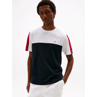 Abbildung von Tommy Hilfiger Global Stripe Colourblock TEE Tshirt print, Herren, Größe: Small, Desert sky