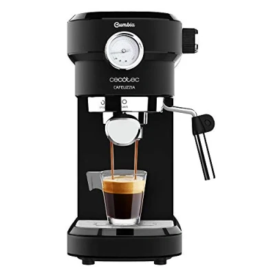 Abbildung von Cecotec Espressomaschine für Espressos und Cappuccino mit Manometer Cafelizzia 790 Schwarz Pro, 1350W, Thermoblock System, 20 Bar Druck, Automodus 1 2 Kaffees, schwenkbares Dampfrohr, 1,1L,