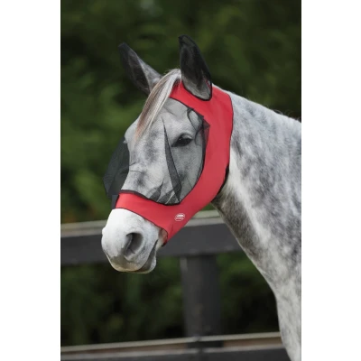 Abbildung von Weatherbeeta Fliegenmaske Deluxe Stretch mit Ohren Rot/Schwarz Small Pony
