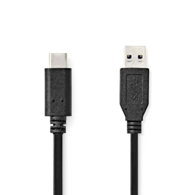 Abbildung von Nedis USB Kabel 3.2 Gen 2 A Stecker C 60 W 10 Gbps Vernickelt 1.00 m Rund PVC Schwarz Label