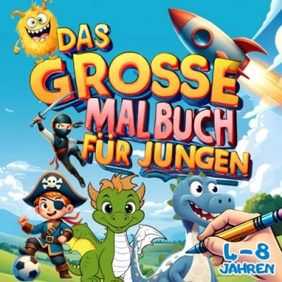 Abbildung von Das große Malbuch für Jungen: Motive zum Ausmalen Jungen ab 4 8 Jahren Schöne Ausmalbilder und Malvorlagen Entspannen