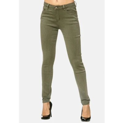 Abbildung von Elara Damen Stretch Hose Skinny Jeans Elastisch Chunkyrayan G09 5 Olive 46 (3XL)