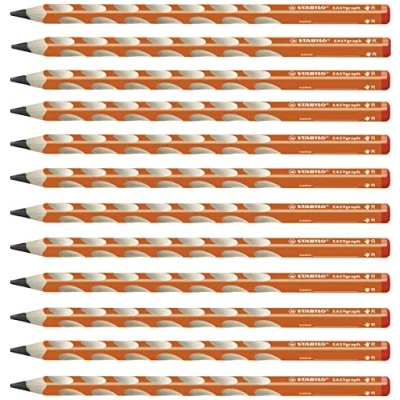 Abbildung von Ergonomischer Dreikant Bleistift für Rechtshänder STABILO EASYgraph in orange 12er Pack Härtegrad HB