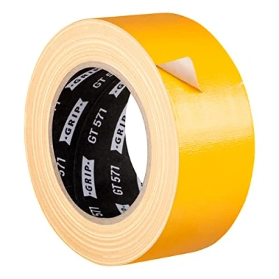 Abbildung von GRIP Eventbasics Gewebeband gelb (sonnengelb), 50 mm x 25 m, farbiges Gaffa Tape GT 571, sehr hohe Klebkraft, Profi Gewebeklebeband zum Markieren, Basteln, Reparieren uvm. im Innen und Außenbereich