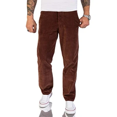 Abbildung von Rock Creek Herren Cord Hose Regular Fit Chino Klassische Hosen Herrenhose Straight Cut Chinos Cordhosen RC 2156 Ocker W33 L34