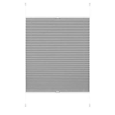 Abbildung von GARDINIA Plissee ohne Bohren, Zum Klemmen, Blickdicht, Falt Rollo zur Verdunklung, Sichtschutz, Verstellbar von 6 mm 30 mm, Greta, Steingrau, 50 x 130 cm