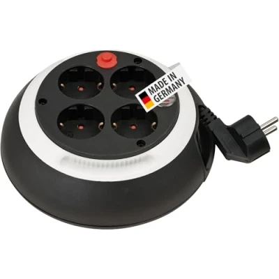 Abbildung von Brennenstuhl Comfort Line Kabelbox CL S 4 fach/Mini Kabeltrommel (3m Kabel, Made in Germany) schwarz/weiß