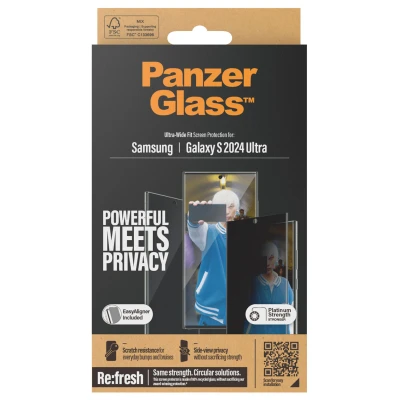 Abbildung von Samsung Galaxy S24 Ultra Panzerglas PanzerGlass Privacy Wide Fit Anti Bacterial Screenprotector incl. applicator